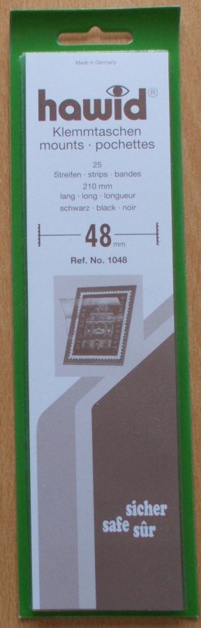 (image for) Hawid Stamp Mounts - Black 48mm x 210mm Strips